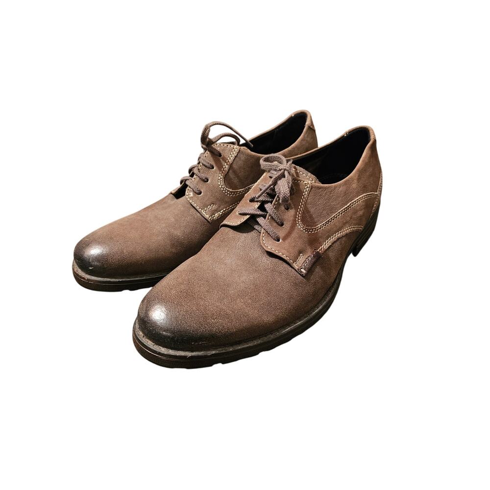Men's CLARKS 66131 Brown Leather Lace Up Dress Casual Shoes Loafers Sz 7.5M EUC